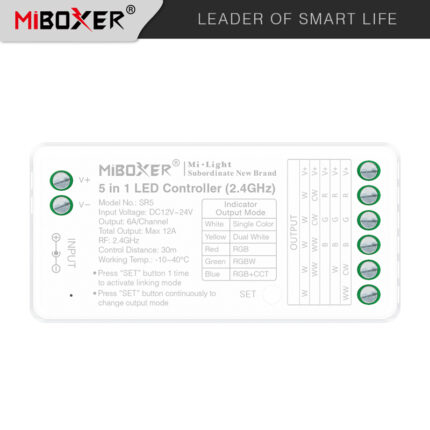 MiBoxer SR5 5in1 LED kontroler RGB CCT RGBW WiFi RF 2.4G