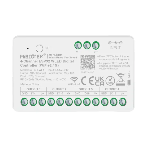 MiBoxer SPI-WL4 – 4-kanalni ESP32 WLED digitalni kontroler – MiBoxer kontroler