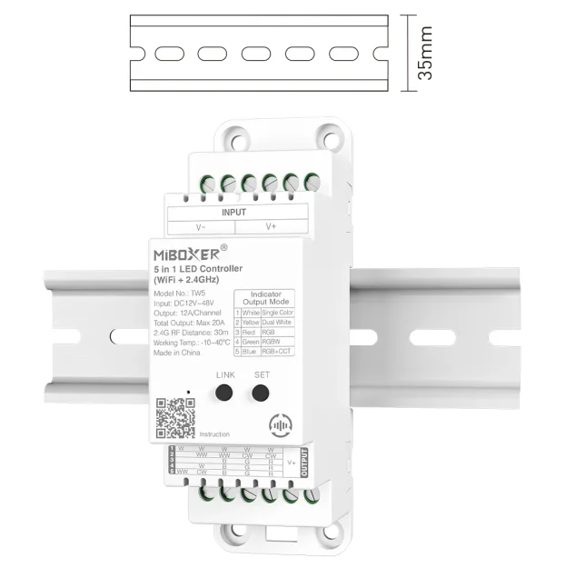 MiBoxer TW5 – 5u1 Track LED kontroler WiFi + 2.4GHz 12A – MiBoxer kontroler